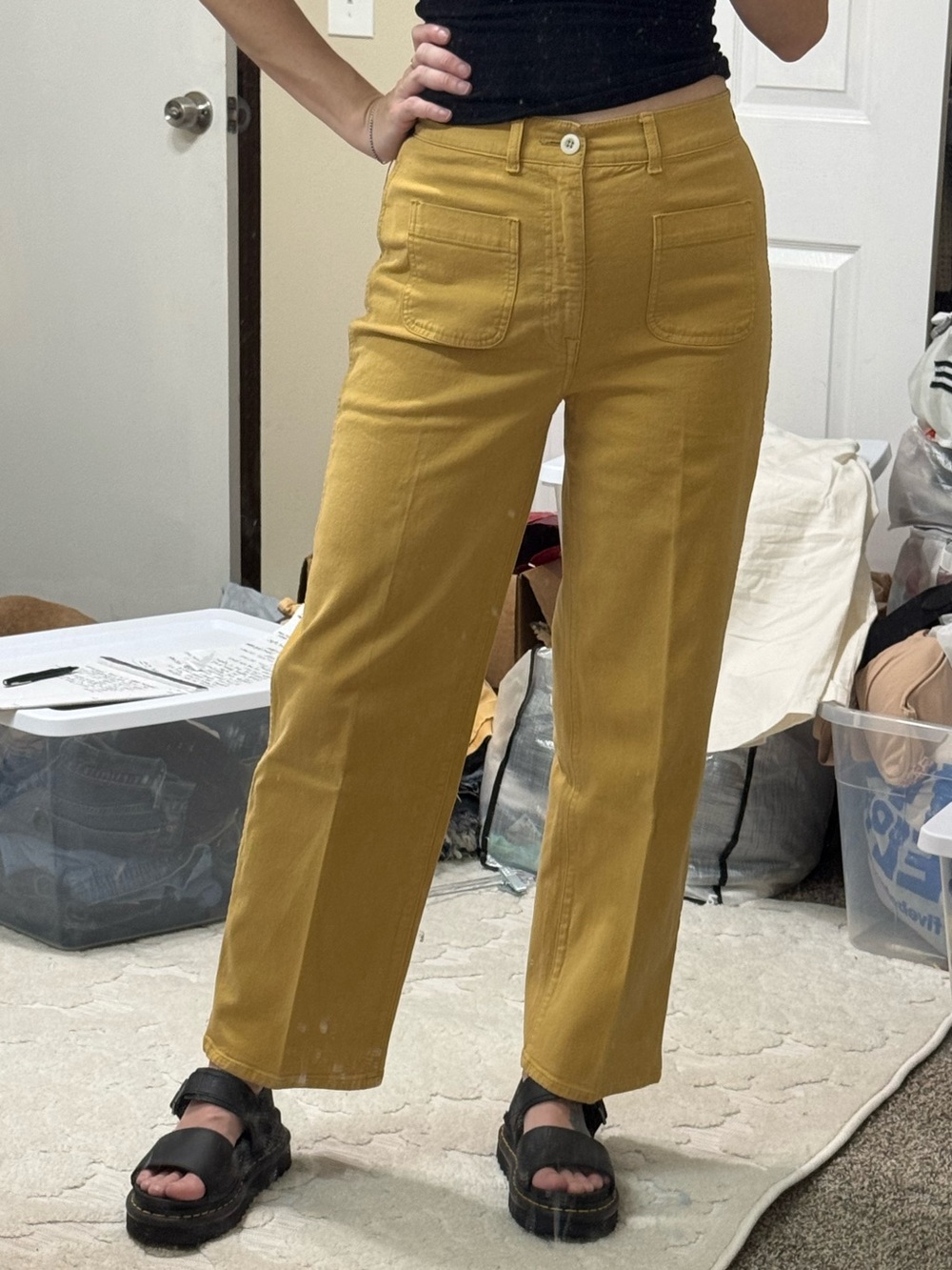 Madewell Emmett cropped mustard wide leg pants, size 27 - Picture 10 of 10